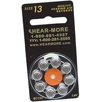 Hear-More Quality Hearing Aid Batteries by Rayovac - Size 13 (Package of 8)