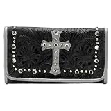 American West Mission Hills Collection Ladies Tri Fold Wallet with Cross by American West
