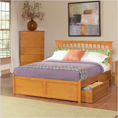 Brooklyn Platform Bed with Flat Panel Drawers in Caramel Latte Size: Full