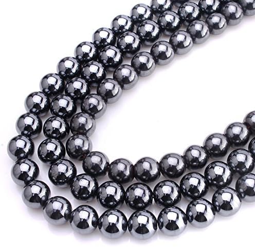 Joolanda Natural Genuine AAA Quality Hematite Round Beads, Semi-Precious Gemstone Beads, Polished Beads Strand for Jewelry Making (Size: 8mm, 50pcs / Order)