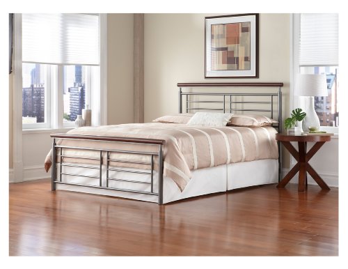 Leggett & Platt Fashion Bed Group Fontane Metal Bed, King, Silver/Cherry