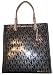 Women's Michael Kors Purse Handbag Large North/South Items Tote Signature Logo Mirror Metallic Nickel