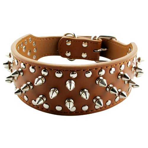 Leather Dog Collar Spiked Studded 17-20″ Neck Size for Small Dogs ... Leather Dog Collar Spiked Studded 17-20″ Neck Size for Small Dogs ...