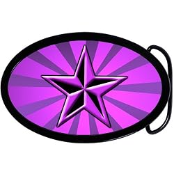 Oval Purple Nautical Star Belt Buckle