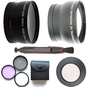 Wide Angle Lens + 2x Telephoto Lens + 3pcs Filter Kit + Lenspen + Rubber Lens Hood for Nikon 18-55mm F/3.5-5.6g Vr Af-s Dx Nikkor Lens