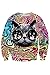 Pink Queen Fashion Pullover City Big Cat Printed Sweater Sweatshirt Hoodie