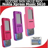 Silicone Skin 3 pc. Value Pack for your Nokia Xpress Music 5610 (Purple, Light Pink, Hot Pink) Bonus DBRoth Microfiber Cleaning Cloth Included
