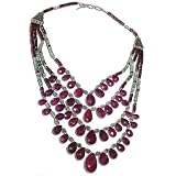 Layerd Necklaces in Silver & Gemstone with Silver Amulet 18.25 inches