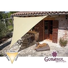 Corasol Premium Sonnensegel, 3,6x3,6x3,6m, dreieckig, sandbeige