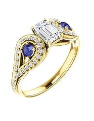 14K Yellow Gold Emerald Cut Diamond and Tanzanite Ring -- LIFETIME WARRANTY