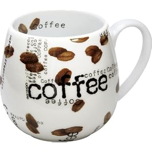Konitz Coffee Collage Snuggle 14-Ounce Mugs, Set of 2, White