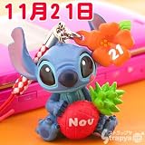 ディズニー365日誕生日＆記念日スティッチ根付(11月21日) 11月21日