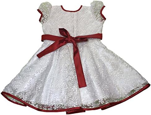 UNNATI CLOTHINGS WHITE &amp; RED LACY FROCK