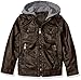 Urban Republic Boys' Faux Leather Jacket with Perforated Inserts and Fleece Hoodie