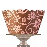 Bella Cupcake Couture Hannah Pink and Brown Cupcake Wrapper, Set of 12