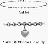 10 Karat 9 White Gold Belcher Style Anklet with 9mm Heart Charm