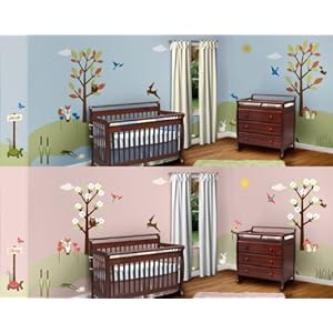 : Forest Theme Wall Stencil Kit for Girls Room Boy Room Baby Nursery