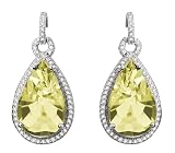 14k White Gold Ouro Verde and Diamond Pear Shaped Earrings by Duneier of NY