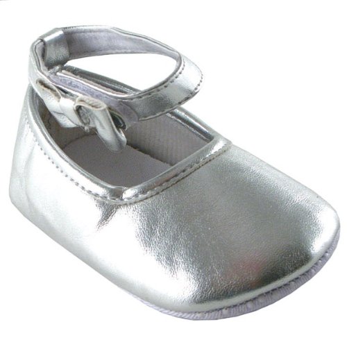 Girl Ankle Bow Shoe, Silver, 6-12 months