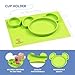 Silicone Placemat + plate with 3 built-in dividers + Cup Holder- for baby and toddlers- non-slip -dishwasher safe,microwave safe,BPA Free-90days warranty-Packaging with protection from damage (Green)