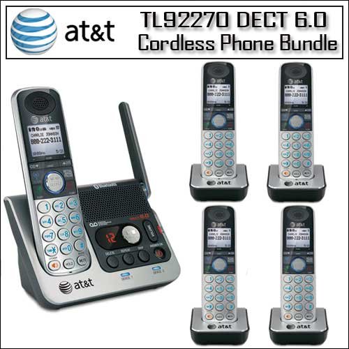 AT&T TL92270 DECT 6.0 Dual Handset Bluetooth CID Answering System With DECT 6.0 Expansion Handset 4 Pack Bundle