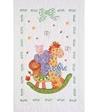Stmpd Wht Quilt Crib Top 40X60-Giraffe & Friends