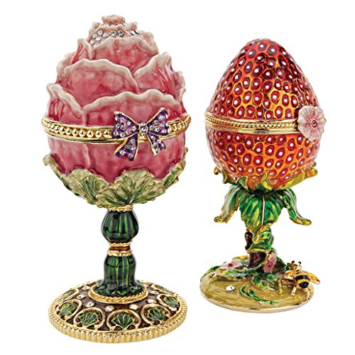 Design Toscano FH91689 Gardens Treasures Faberge Style Enameled Eggs, Set of 2