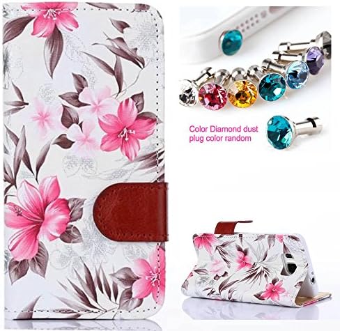 CocoZ® Samsung Galaxy Alpha G850F Case Beautiful Hawaiian Flowers PU Wallet Type Flip Case Cover with Credit Card Holder Slots for for Samsung Galaxy Alpha G850F (White Hawaiian Flowers)