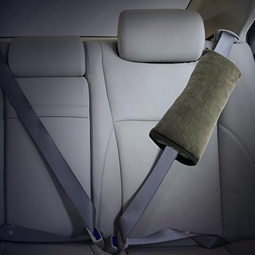 2 Pcs Children Car Safety Strap Seat Belt Shoulder Protection Cover. Universal Automotive Car Soft Cotton Headrest Seat Nap Pillow Neck Support Travel SeatBelt Pillow Cushion for kids Baby(Gray)