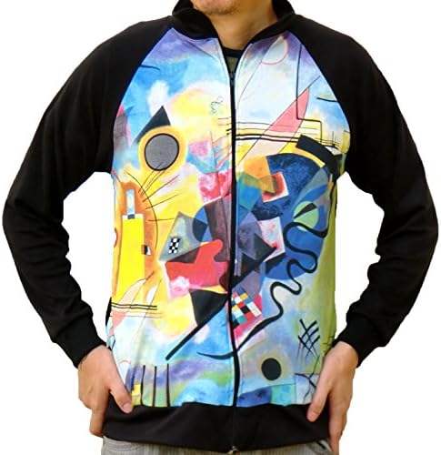 Artimisz Kandinsky Yellow Red Blue Mens Track Jacket Zipper Top Art size M