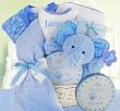 Pastel Blue Baby Boy Gift Basket - Great Shower or Christmas Holiday Gift Idea for Newborns