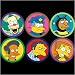 Simpsons Six Button Pack - Krusty, Chief Wiggum, Bumblebee Man, Apu, Moe, Smithers