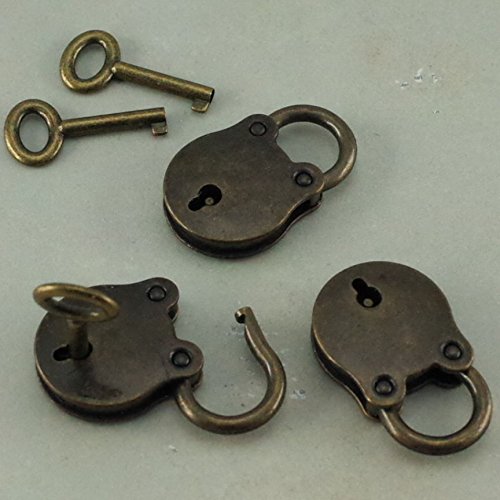 Old Vintage Antique Style Mini Padlocks Key Lock (Lot of 3)