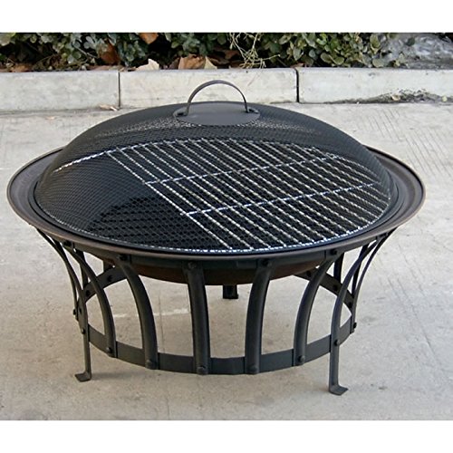 Buy Stromboli 690mm Steel Fire Pit With Barbecue Grill Mesh Safety Spark Guard at Garden