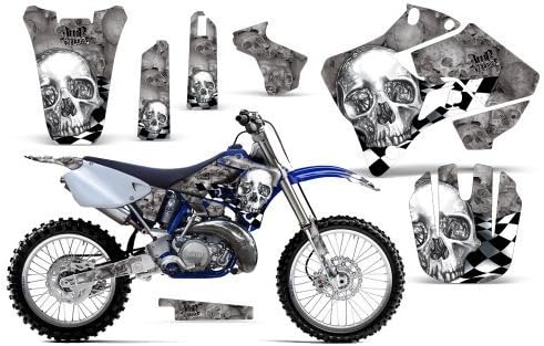 Checkered Skull-AMRRACING MX Graphics decal kit fits Yamaha YZ 125/250 (1996-2001)-Chrome