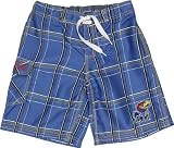 University of Kansas Jayhawks Youth Boys Swim Short - Dude (Plaid Pattern)