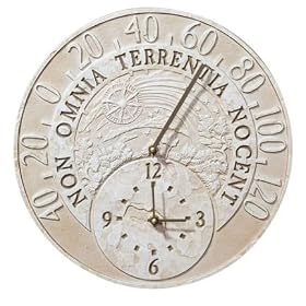 Celestial Indoor/Outdoor Thermometer and Wall Clock Combo - 14.5" by Whitehall Thermometers