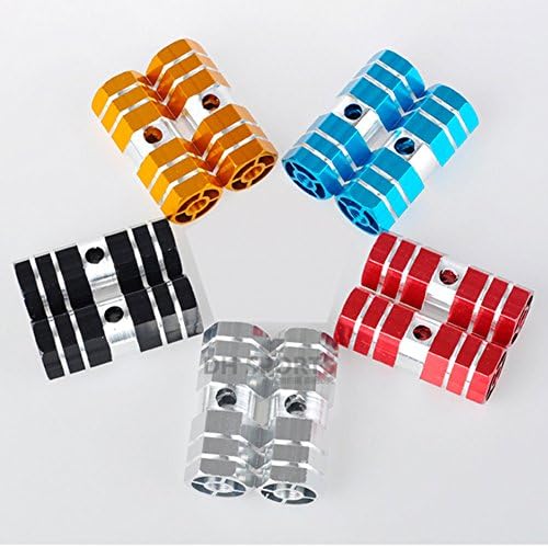 KongYiJi 1 Pair BMX Mountain Bike Bicycle Antislip Cylinder Aluminum Alloy 3/8" Standing Axle Foot Pegs (Golden)