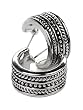 Silver Decorative Petite Hoop Earrings Fashion Jewelry