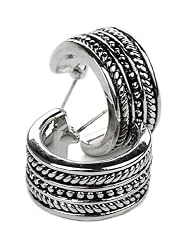 Silver Decorative Petite Hoop Earrings Fashion Jewelry