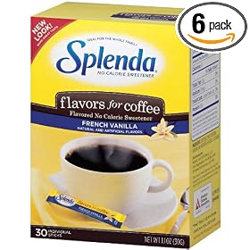 Splenda No Calorie Sweetener, Flavor Blends for Coffee, French Vanilla, 30-Count Boxes (Pack of 6)