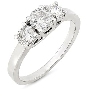 Three Stone Round Brilliant Diamond Ring 1 1/2ctw (HI/SI) in Platinum