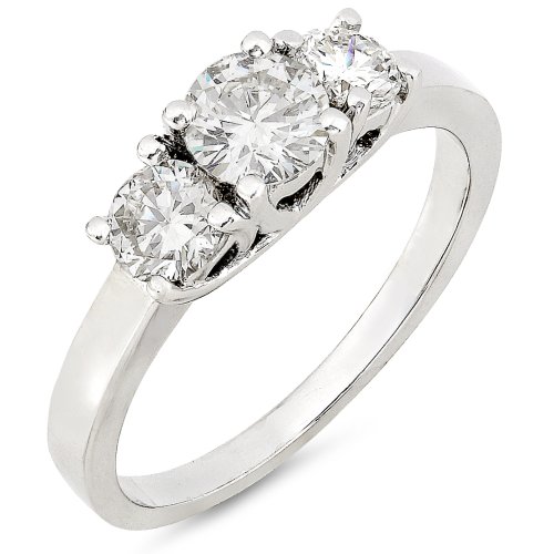 Three Stone Round Brilliant Diamond Ring 1 1/2ctw (HI/I1) in Platinum