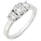 Three Stone Round Brilliant Diamond Ring 1 1/2ctw (HI/I1) in Platinum