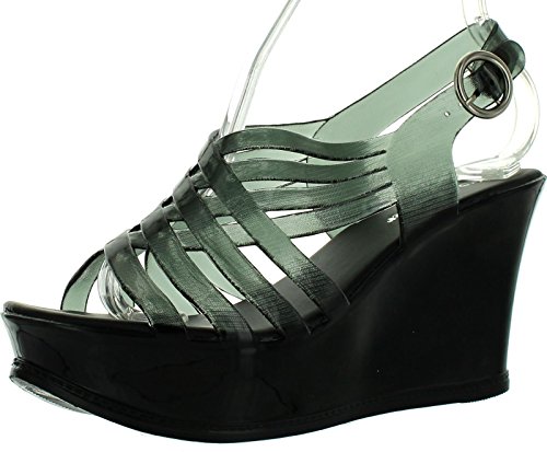 Coshare Women's Fashion Jelly PU Platform Flatform Sandals