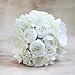 Decor Artificial Flowers Real Touch Silk Flowers Floral Latex Real Touch Rose Peony Wedding Bouquet Home Party Design Flowers (White,1 Bunch)