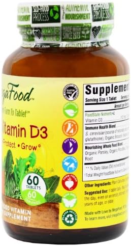 MegaFood Kid's Vitamin D3 Tablets, 60 Count (Premium Packaging)