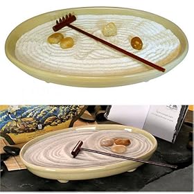 Classic Zen Garden: Great Relaxation Gift Idea Includes Ceramic Tray, Polished