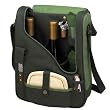 Picnic Ascot 434FO Hamptons 2 Bottle Wine and Cheese Cooler with Glasses - Forest Green