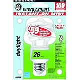 GE Lighting 73633 Energy Smart Spiral CFL 26-Watt 1600-Lumen T2 Spiral Light Bulb with Medium Base, 1-Pack
